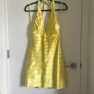 Bc Bg max azaria yellow satin dress